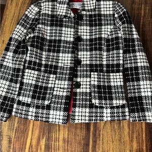Jessica Howard Black and White Plaid Blazer